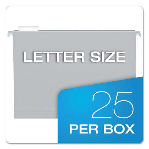 Colored Hanging Folders, Letter Size, 1/5-cut Tabs, Gray, 25/box