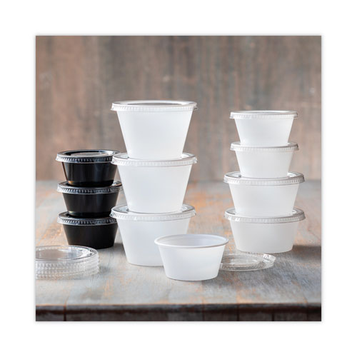 Plastic Portion Cup Lid, Fits 1.5 Oz To 2.5 Oz Cups, Clear, 100/pack, 24 Packs/carton