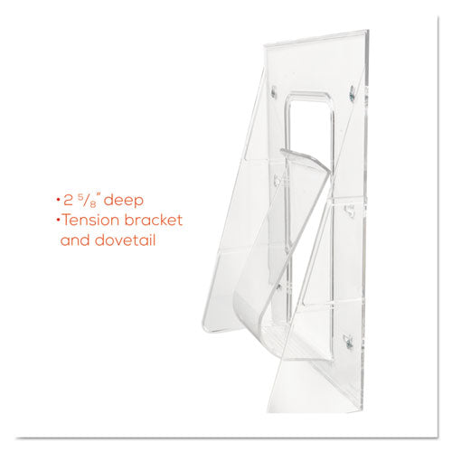 Stand-tall Wall-mount Literature Rack, Leaflet, 4.56w X 3.25d X 11.88h, Clear
