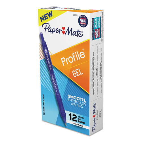 Profile Gel Pen, Retractable, Bold 1 Mm, Blue Ink, Translucent Blue Barrel, Dozen