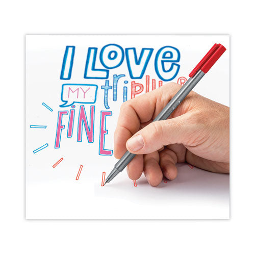 Triplus Fineliner Porous Point Pen, Stick, Extra-fine 0.3 Mm, Assorted Ink Colors, Silver Barrel, 20/pack