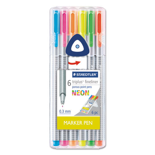 Triplus Fineliner Porous Point Pen, Stick, Extra-fine 0.3 Mm, Assorted Ink Colors, Silver Barrel, 20/pack