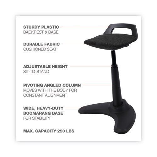 Alera Adaptivergo Sit To Stand Perch Stool, Supports Up To 250 Lb, Black