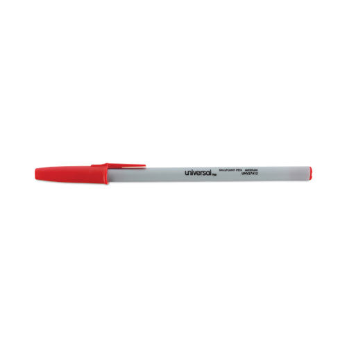 Ballpoint Pen, Stick, Medium 1 Mm, Red Ink, Gray Barrel, Dozen