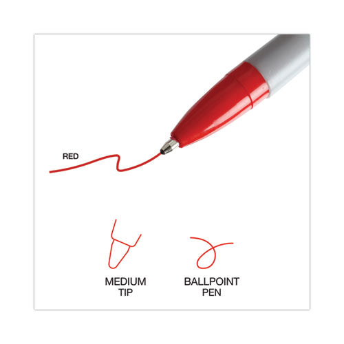 Ballpoint Pen, Stick, Medium 1 Mm, Red Ink, Gray Barrel, Dozen