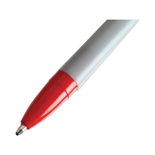 Ballpoint Pen, Stick, Medium 1 Mm, Red Ink, Gray Barrel, Dozen