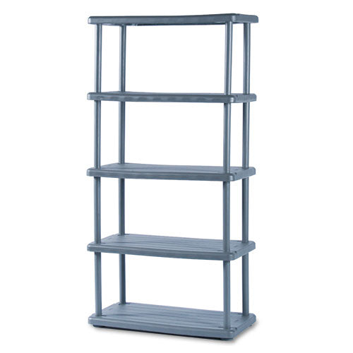 Rough N Ready Open Storage System, Five-shelf, Blow-molded Hdpe, 36w X 18d X 74h, Black