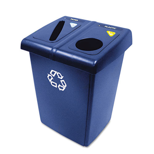 Glutton Recycling Station, Four-stream, 92 Gal, Plastic, Blue