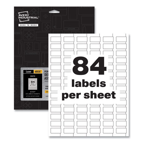 Permatrack Destructible Asset Tag Labels, Laser Printers, 0.5 X 1, White, 84/sheet, 8 Sheets/pack