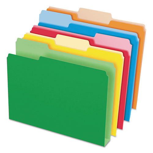 Double Stuff File Folders, 1/3-cut Tabs: Assorted, Letter Size, 1.5" Expansion, Blue, 50/pack