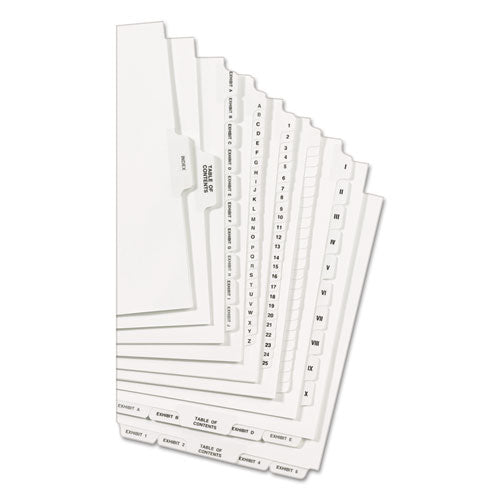 Preprinted Legal Exhibit Side Tab Index Dividers, Allstate Style, 26-tab, P, 11 X 8.5, White, 25/pack