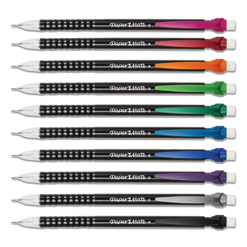 Write Bros Mechanical Pencil, 0.7 Mm, Hb (#2), Black Lead, Black Barrel With Assorted Clip Colors, 24/pack