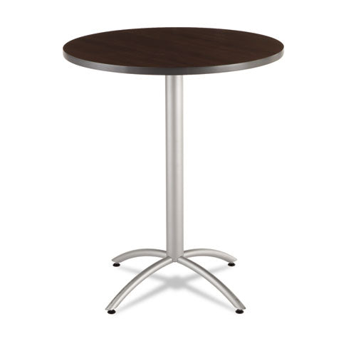 Cafeworks Table, Cafe-height, Round Top, 36" Diameter X 30h, Walnut/silver