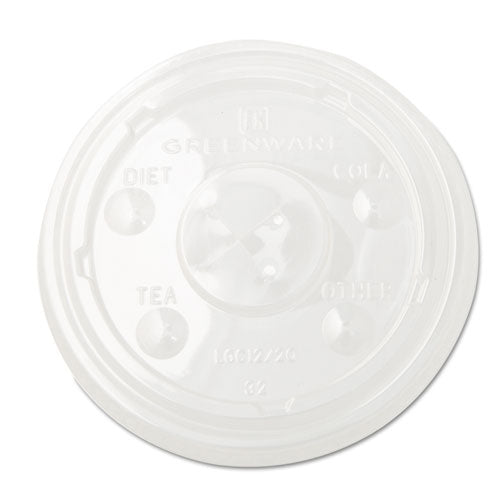 Greenware Cold Drink Lids, Fits 16 Oz, 18 Oz, 24 Oz Cups, X-slot, Clear, 1,000/carton