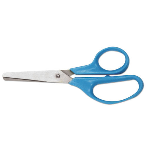 Kids' Scissors, Rounded Tip, 5" Long, 1.75" Cut Length, Assorted Straight Handles, 12/pack