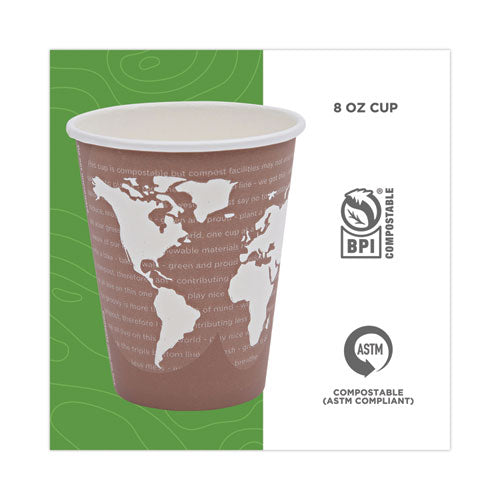 World Art Renewable And Compostable Hot Cups, 8 Oz, Plum, 50/pack