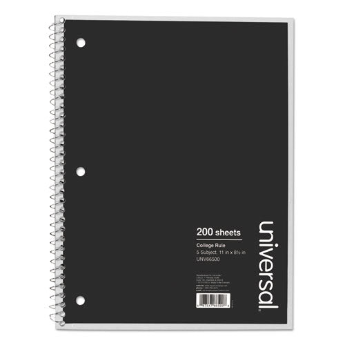 Wirebound Notebook, 3-subject, Medium/college Rule, Black Cover, (120) 9.5 X 6 Sheets