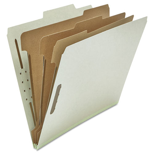 Eight-section Pressboard Classification Folders, 3" Expansion, 3 Dividers, 8 Fasteners, Letter Size, Gray Exterior, 10/box