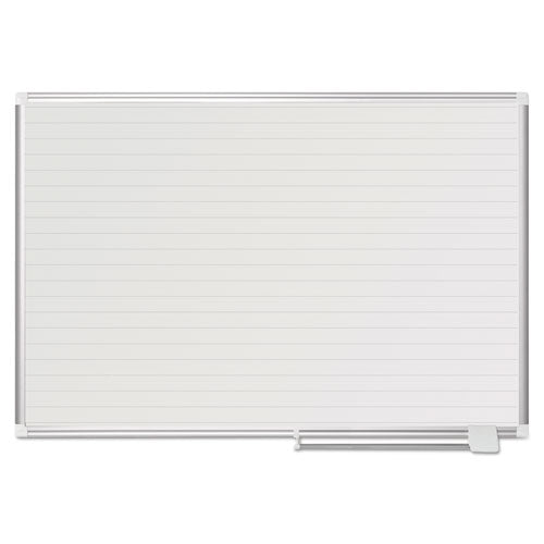 Ruled Magnetic Steel Dry Erase Planning Board, 72 X 48, White Surface, Silver Aluminum Frame