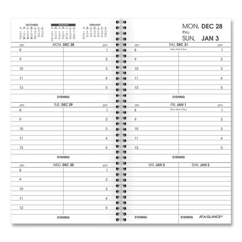 Weekly Appointment Book Refill Hourly Ruled, 6.25 X 3.25, White Sheets, 12-month (jan To Dec): 2023