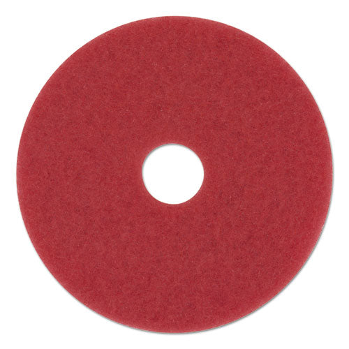 Buffing Floor Pads, 17" Diameter, Red, 5/carton