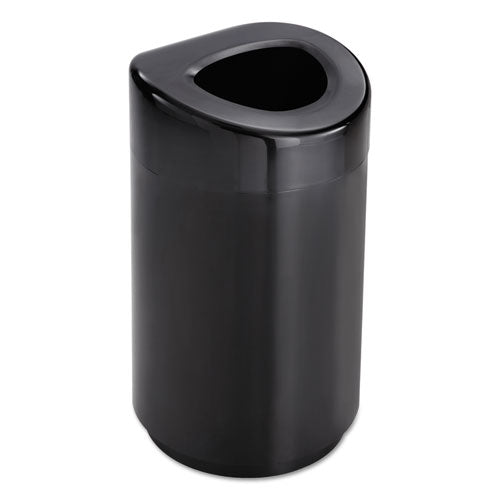 Open Top Round Waste Receptacle, 30 Gal, Steel, Black