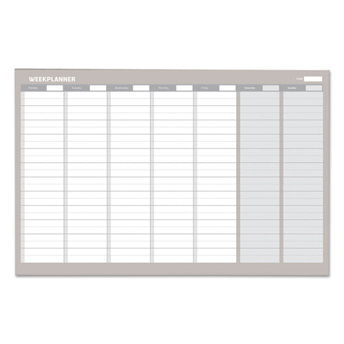 Magnetic Dry Erase Calendar Board, Weekly Calendar, 36 X 24, White Surface, Silver Aluminum Frame