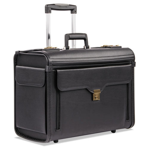 Catalog Case On Wheels, Fits Devices Up To 17.3", Leather, 19 X 9 X 15.5, Black