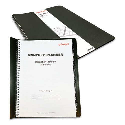 Monthly Planner, 11 X 8, Black Cover, 14-month, Dec 2022 Through Jan 2024