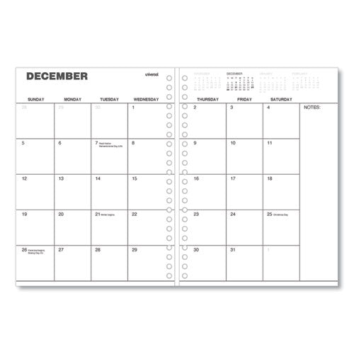 Monthly Planner, 11 X 8, Black Cover, 14-month, Dec 2022 Through Jan 2024