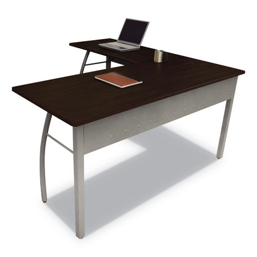 Trento Line L-shaped Desk, 59.13" X 59.13" X 29.5", Mocha/gray