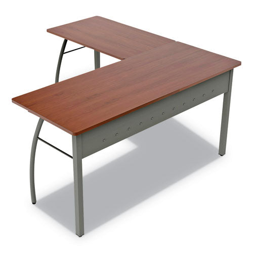 Trento Line L-shaped Desk, 59.13" X 59.13" X 29.5", Mocha/gray