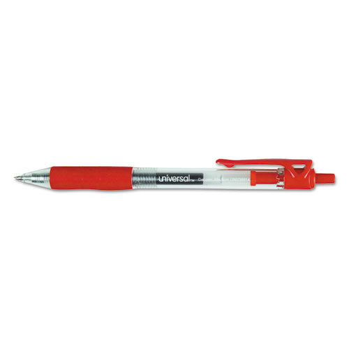 Comfort Grip Gel Pen, Retractable, Medium 0.7 Mm, Red Ink, Translucent Red Barrel, Dozen