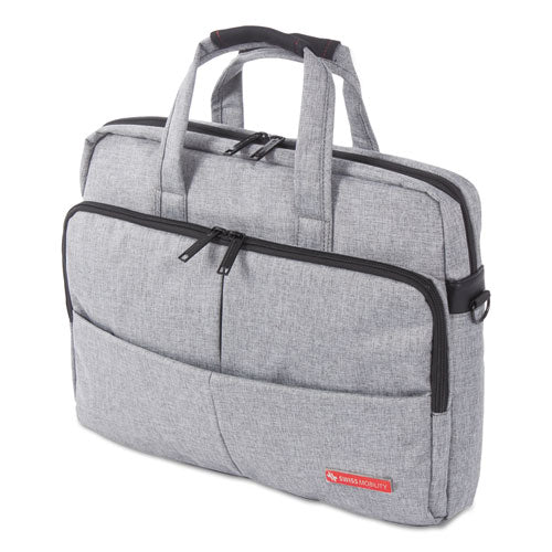 Sterling Slim Briefcase, Fits Devices Up To 14.1", Polyester, 1.75 X 1.75 X 10.25, Gray