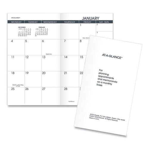 Pocket Size Monthly Planner Refill, 6 X 3.5, White Sheets, 13-month (jan To Jan): 2023 To 2024