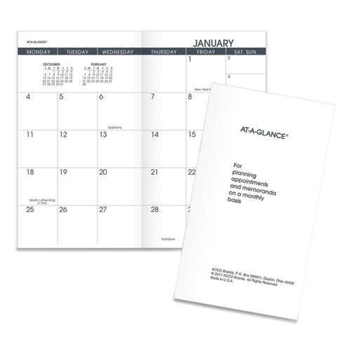 Pocket Size Monthly Planner Refill, 6 X 3.5, White Sheets, 13-month (jan To Jan): 2023 To 2024