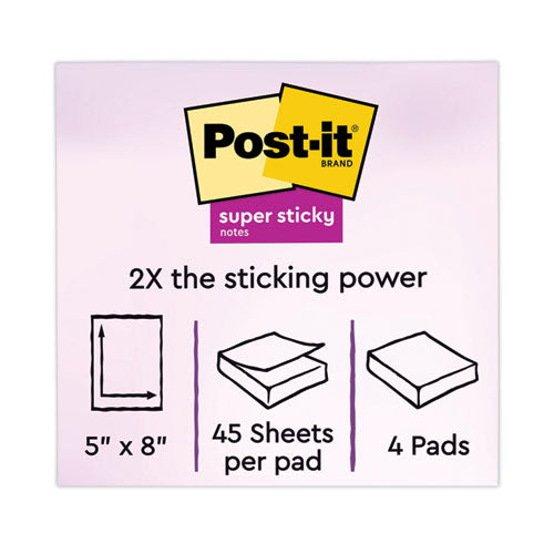 Pads In Energy Boost Collection Colors, Note Ruled, 5" X 8", 45 Sheets/pad, 4 Pads/pack