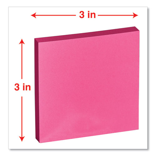 Self-stick Note Pads, 3" X 3", Assorted Neon Colors, 100 Sheets/pad, 12 Pads/pack