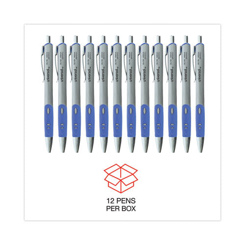 Comfort Grip Gel Pen, Retractable, Medium 0.7 Mm, Blue Ink, Silver Barrel, Dozen