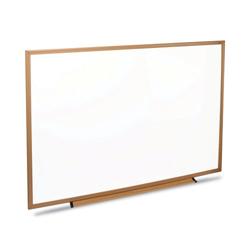 Deluxe Melamine Dry Erase Board, 48 X 36, Melamine White Surface, Oak Fiberboard Frame