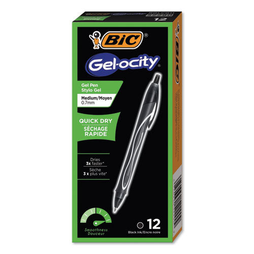 Gel-ocity Quick Dry Gel Pen, Retractable, Fine 0.7 Mm, Three Assorted Ink And Barrel Colors, Dozen