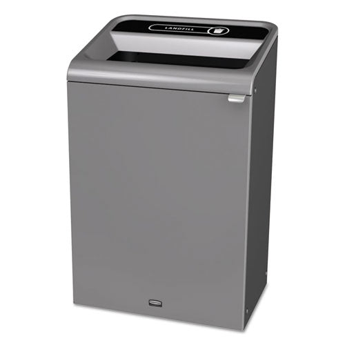 Configure Indoor Recycling Waste Receptacle, Mixed Recycling, 23 Gal, Metal, Gray