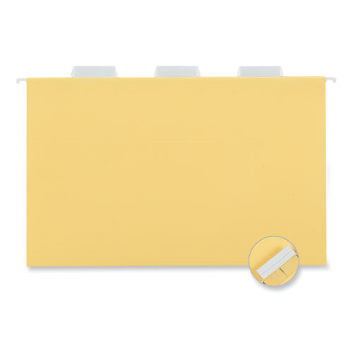 Deluxe Bright Color Hanging File Folders, Legal Size, 1/5-cut Tabs, Yellow, 25/box