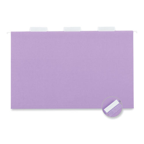 Deluxe Bright Color Hanging File Folders, Legal Size, 1/5-cut Tabs, Violet, 25/box