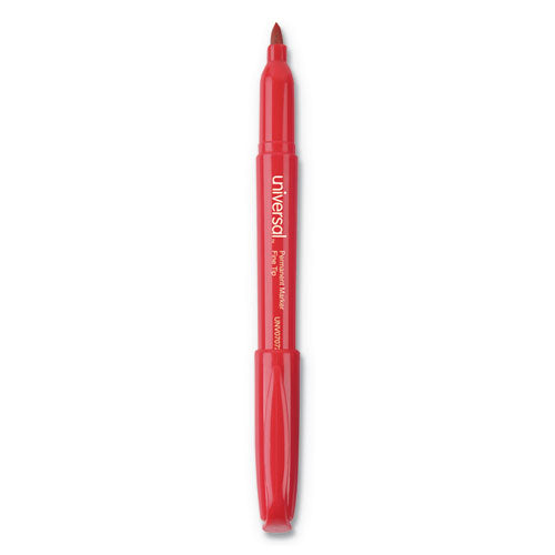 Pen-style Permanent Marker, Fine Bullet Tip, Red, Dozen