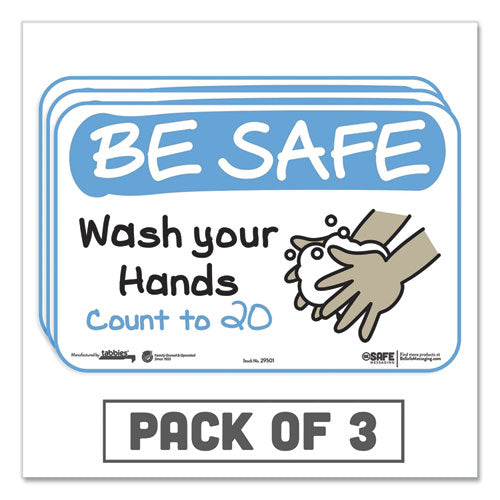 Besafe Messaging Education Wall Signs, 9 X 6,  "be Safe, Wear A Mask, Wash Your Hands, Follow The Arrows", Monkey, 3/pack