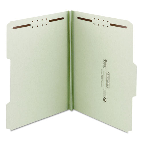 Recycled Pressboard Fastener Folders, 1" Expansion, 2 Fasteners, Legal Size, Gray-green Exterior, 25/box