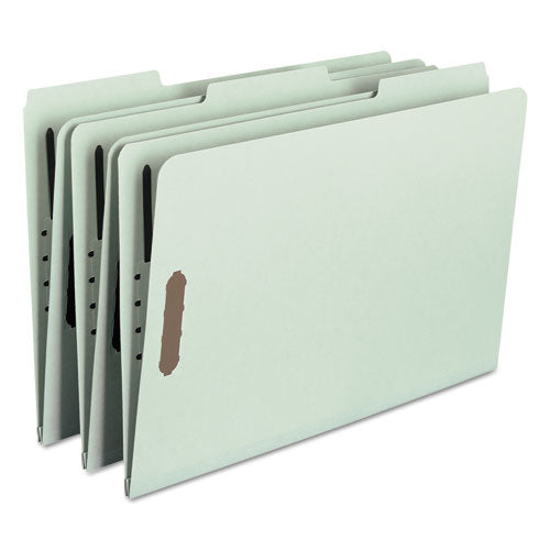 Recycled Pressboard Fastener Folders, 1" Expansion, 2 Fasteners, Legal Size, Gray-green Exterior, 25/box