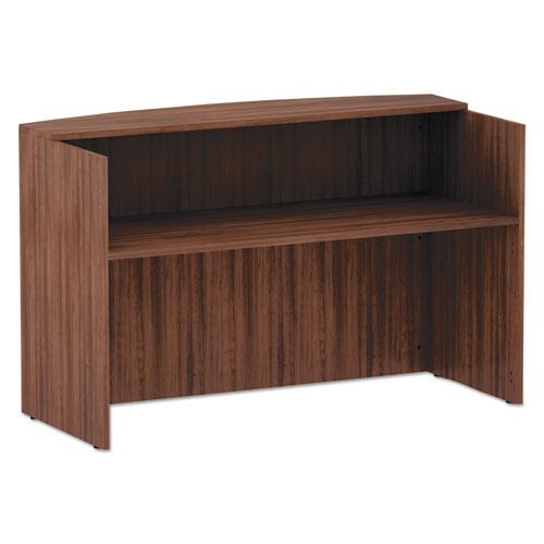 Alera Valencia Series Reception Desk With Transaction Counter, 71" X 35.5" X 29.5" To 42.5", Medium Cherry