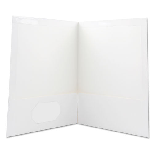 Laminated Two-pocket Portfolios, Cardboard Paper, 100-sheet Capacity, 11 X 8.5, White, 25/box